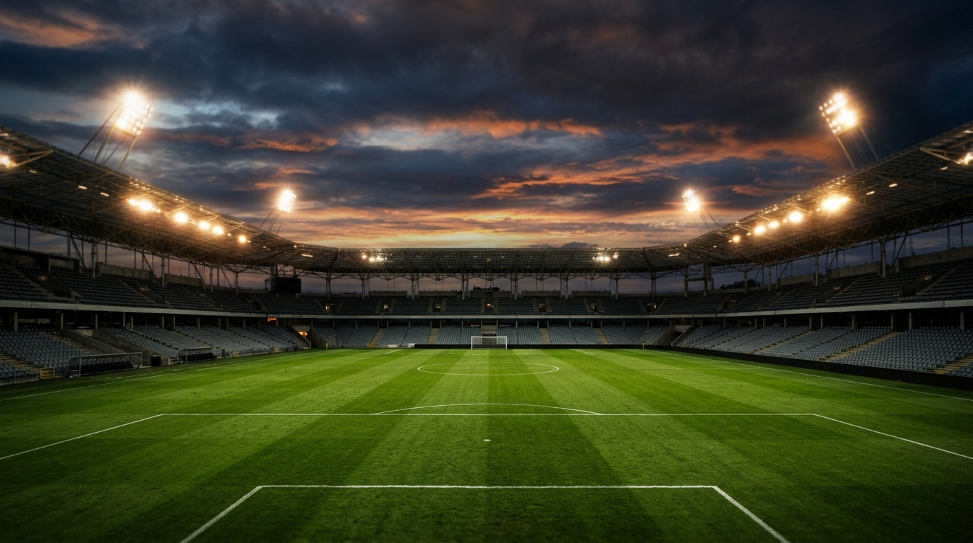 Soccer stadium at night